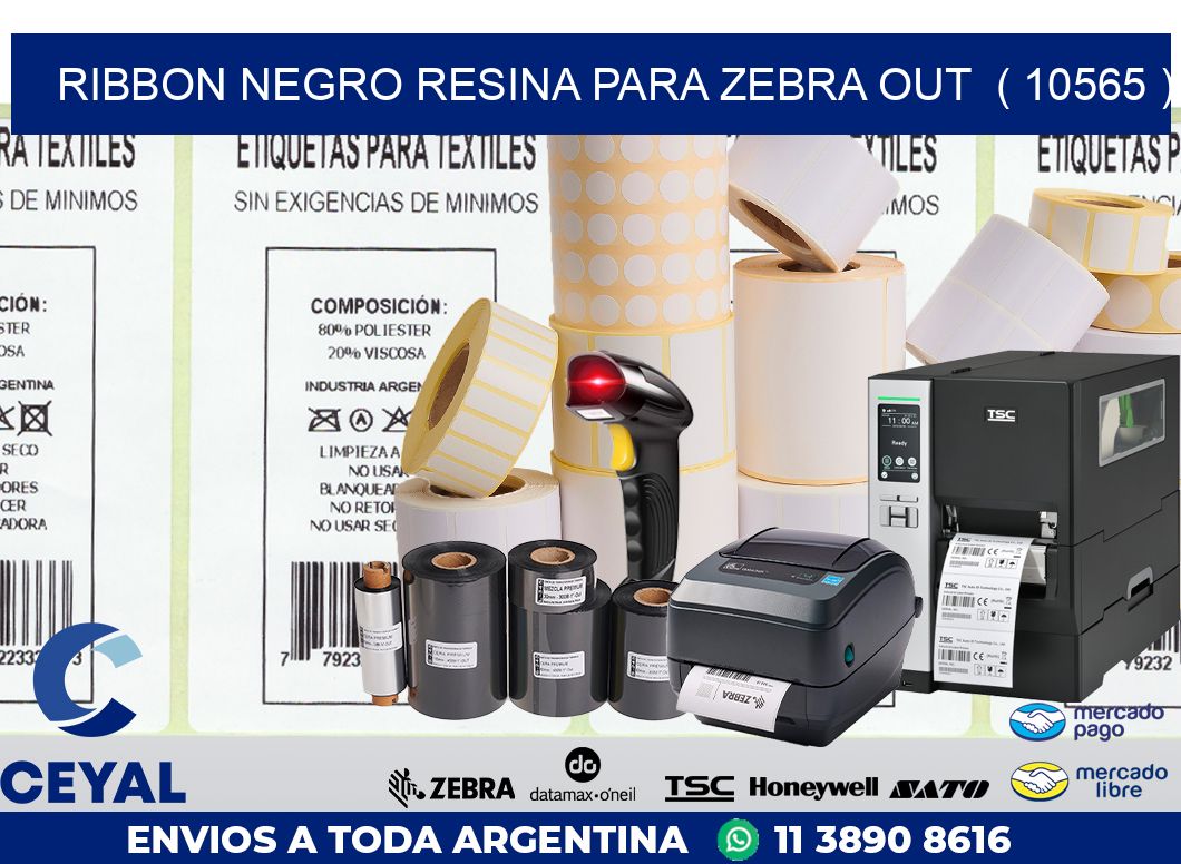 RIBBON NEGRO RESINA PARA ZEBRA OUT  ( 10565 )