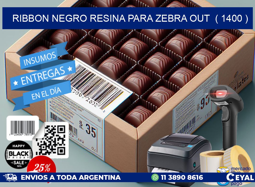 RIBBON NEGRO RESINA PARA ZEBRA OUT  ( 1400 )