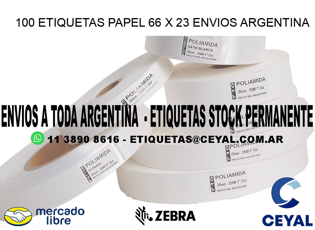 100 ETIQUETAS PAPEL 66 x 23 ENVIOS ARGENTINA