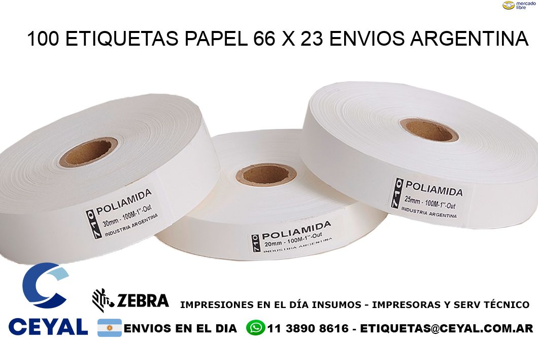 100 ETIQUETAS PAPEL 66 x 23 ENVIOS ARGENTINA