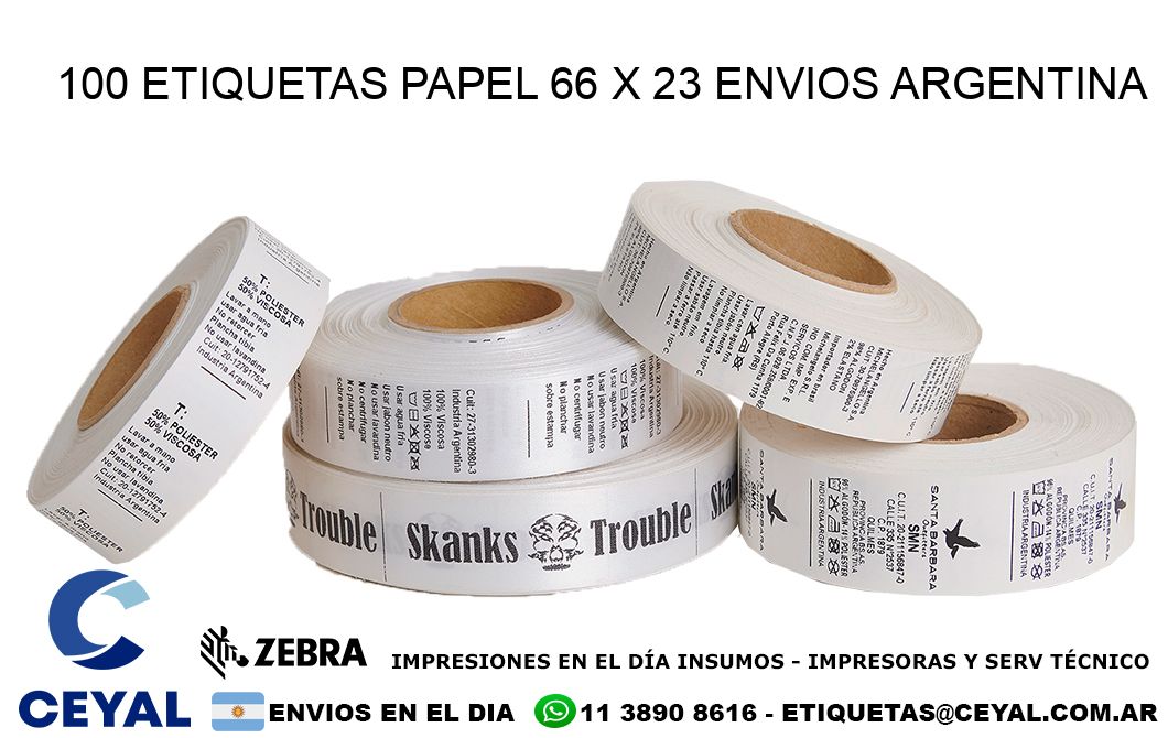 100 ETIQUETAS PAPEL 66 x 23 ENVIOS ARGENTINA