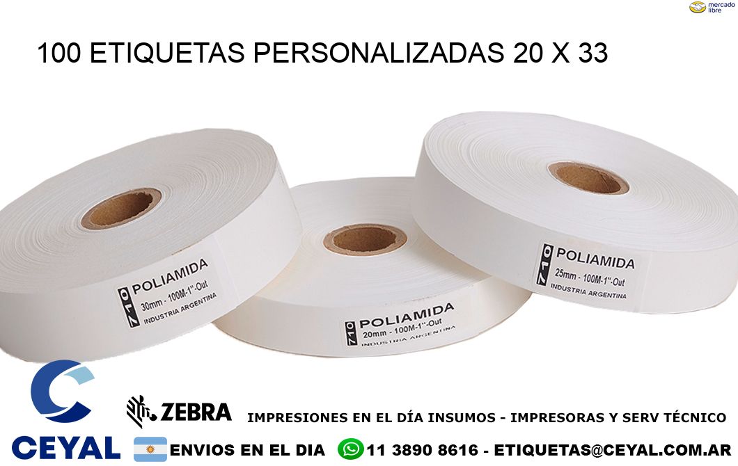 100 ETIQUETAS PERSONALIZADAS 20 x 33