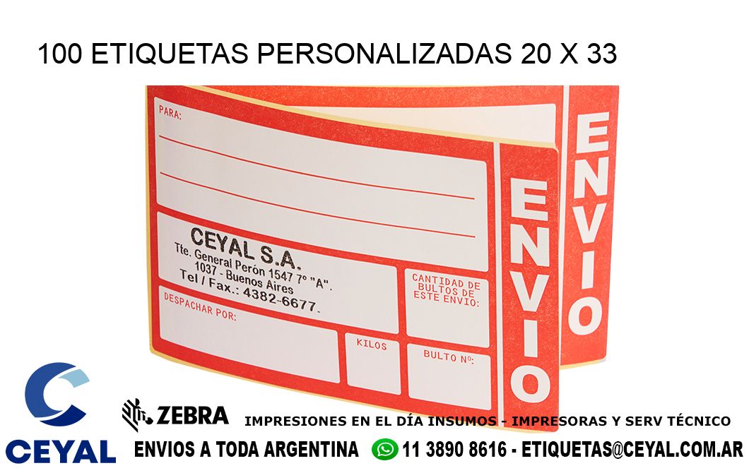 100 ETIQUETAS PERSONALIZADAS 20 x 33