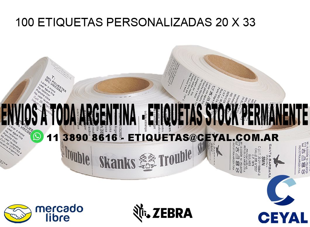 100 ETIQUETAS PERSONALIZADAS 20 x 33