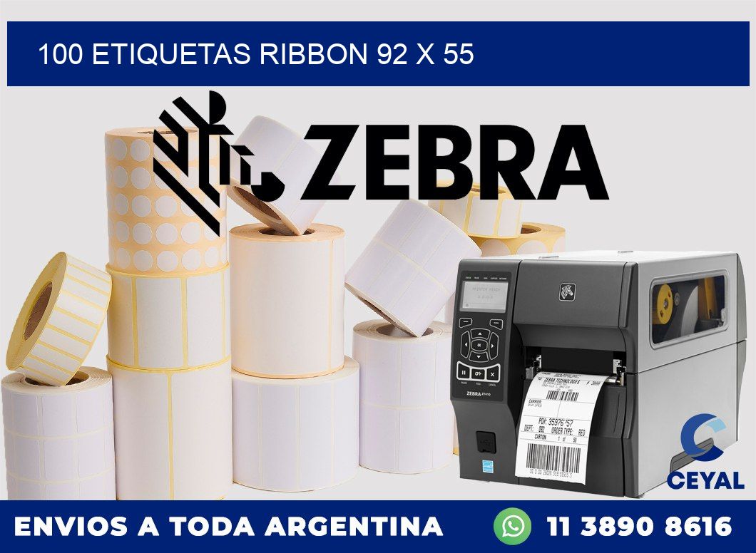 100 ETIQUETAS RIBBON 92 x 55