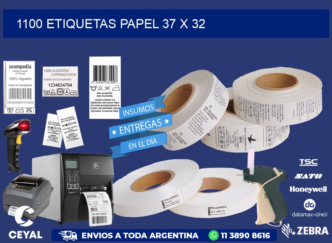 1100 ETIQUETAS PAPEL 37 x 32