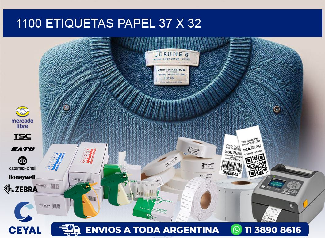 1100 ETIQUETAS PAPEL 37 x 32