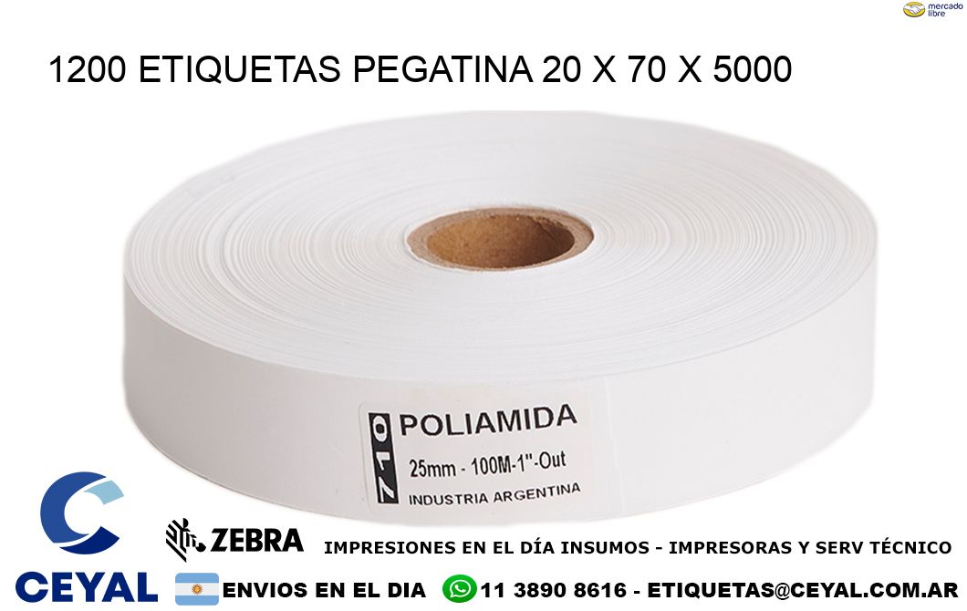 1200 ETIQUETAS PEGATINA 20 x 70 x 5000