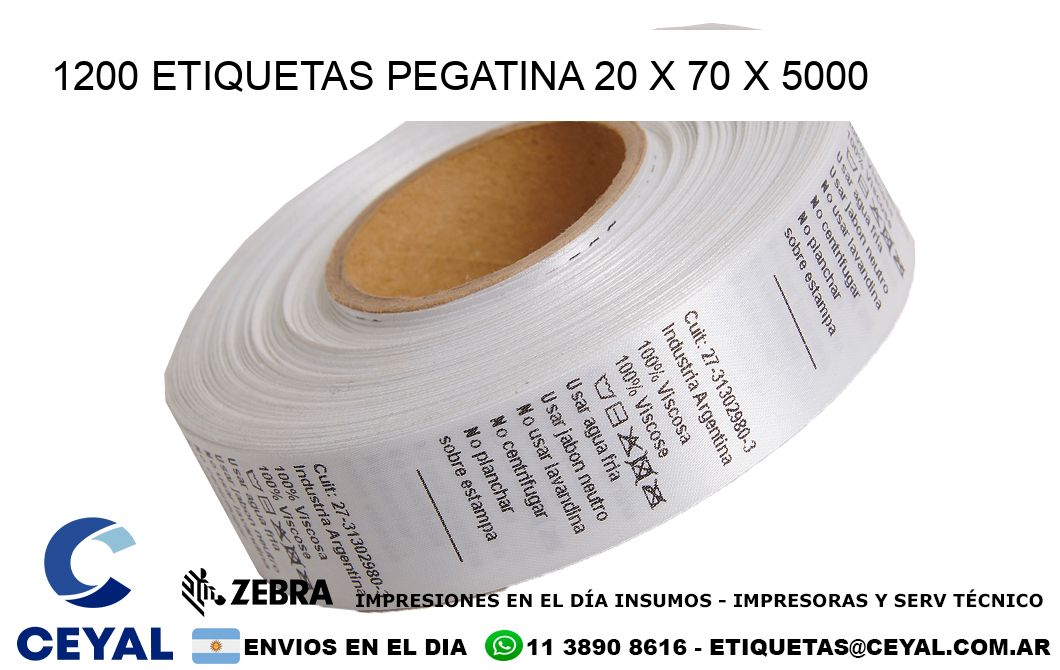 1200 ETIQUETAS PEGATINA 20 x 70 x 5000