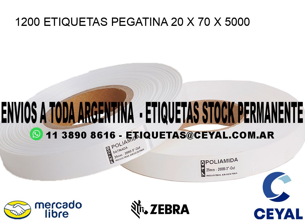 1200 ETIQUETAS PEGATINA 20 x 70 x 5000