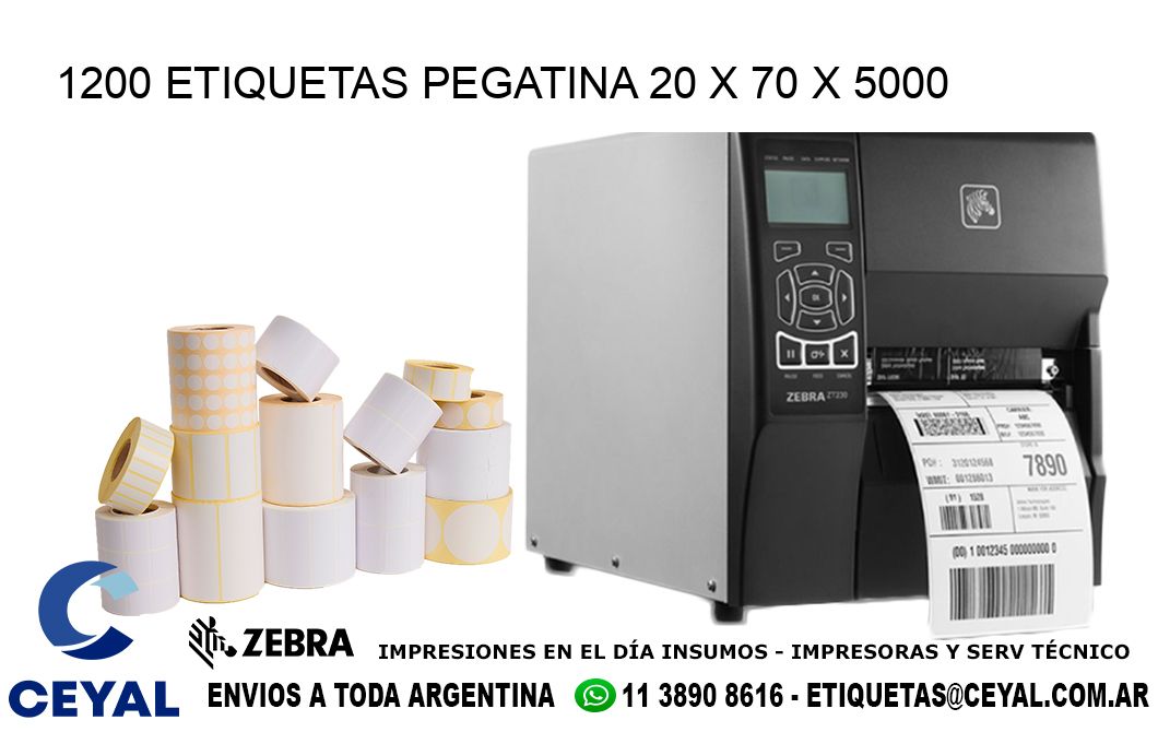 1200 ETIQUETAS PEGATINA 20 x 70 x 5000