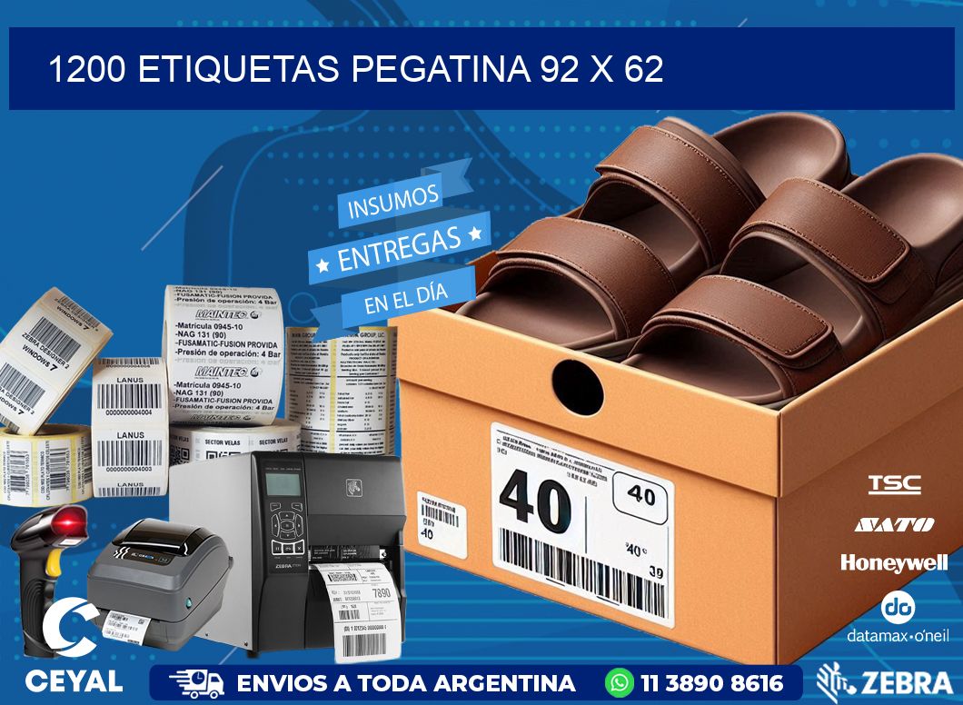 1200 ETIQUETAS PEGATINA 92 x 62