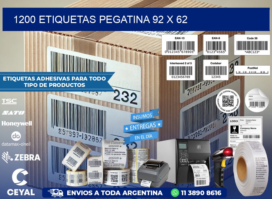 1200 ETIQUETAS PEGATINA 92 x 62