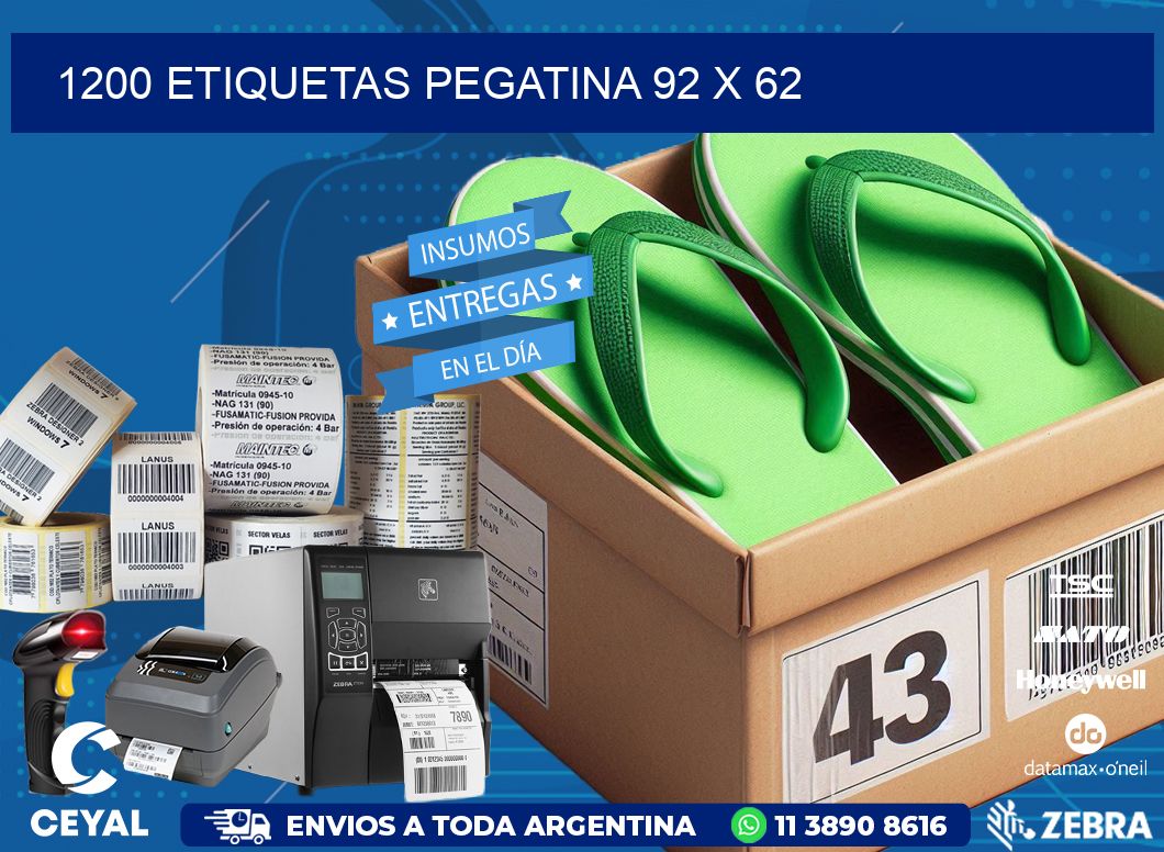 1200 ETIQUETAS PEGATINA 92 x 62