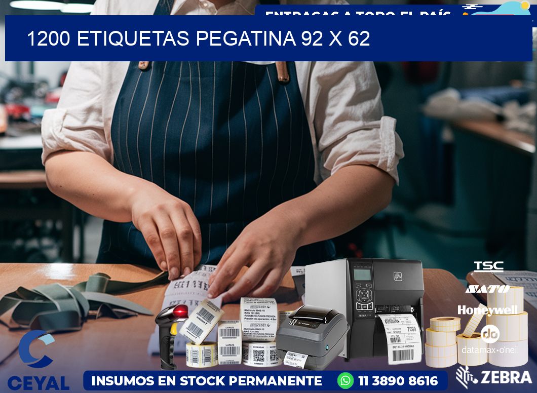 1200 ETIQUETAS PEGATINA 92 x 62