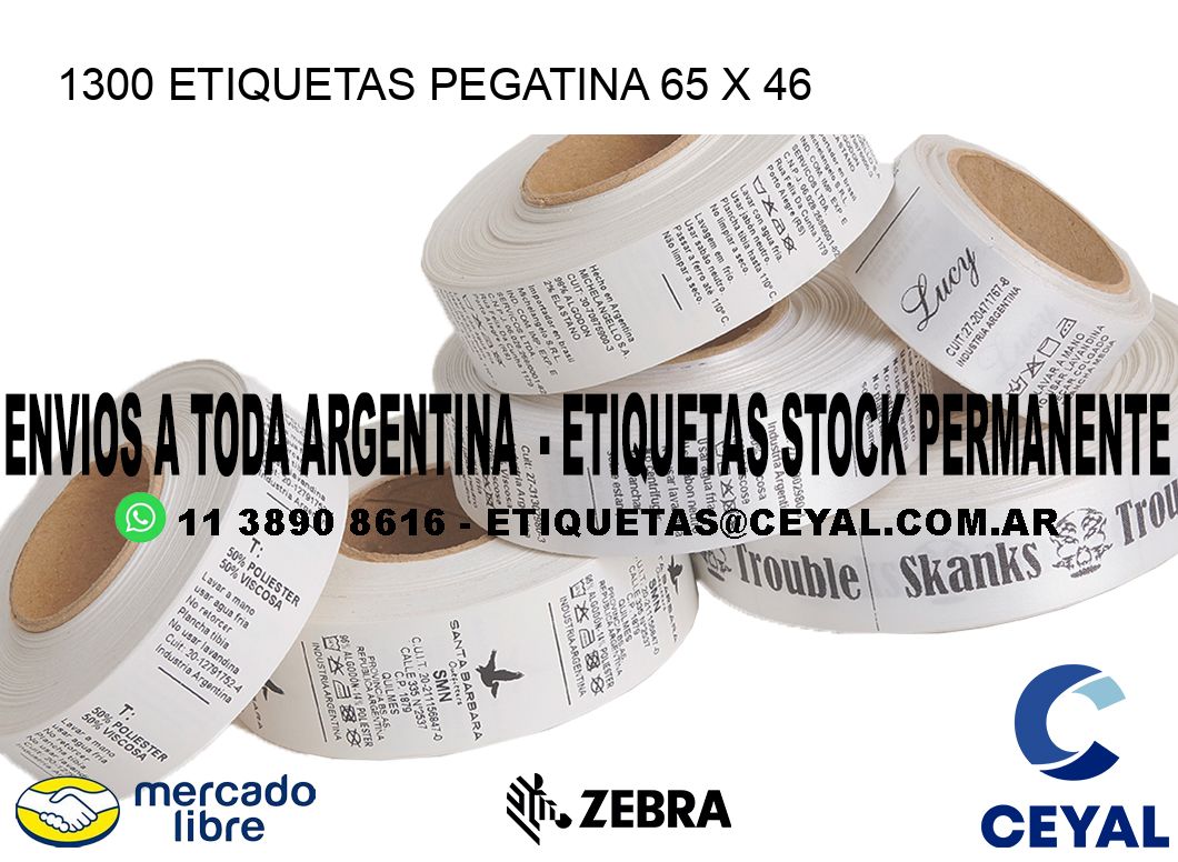 1300 ETIQUETAS PEGATINA 65 x 46