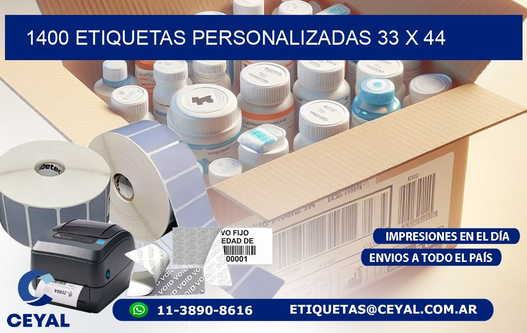 1400 ETIQUETAS PERSONALIZADAS 33 x 44