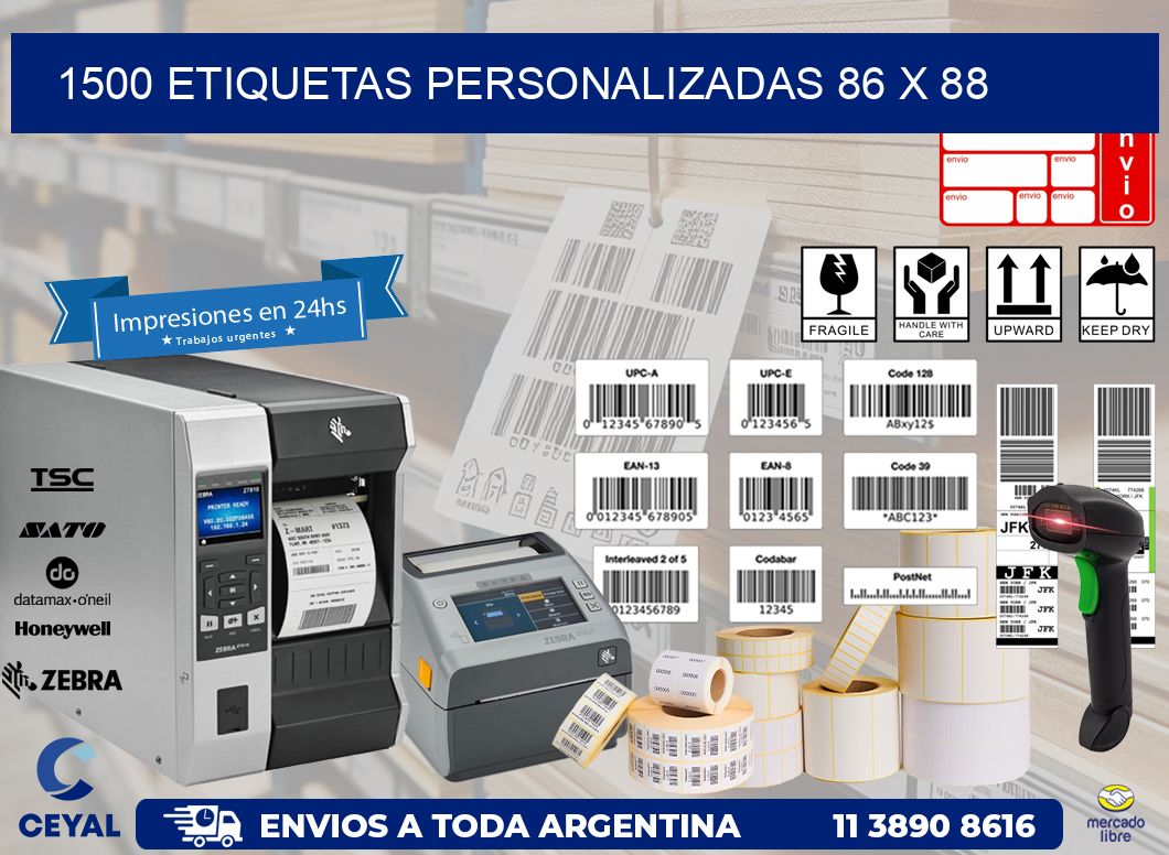 1500 ETIQUETAS PERSONALIZADAS 86 x 88