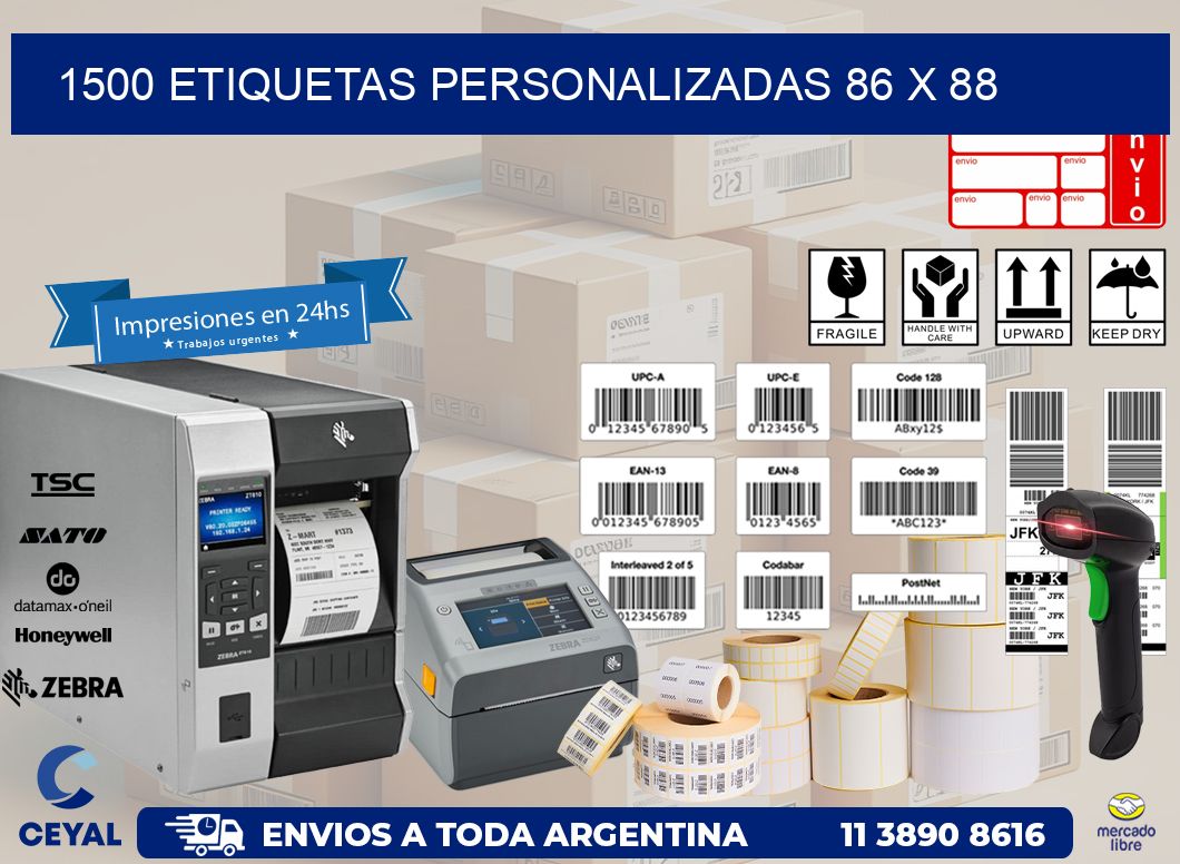 1500 ETIQUETAS PERSONALIZADAS 86 x 88