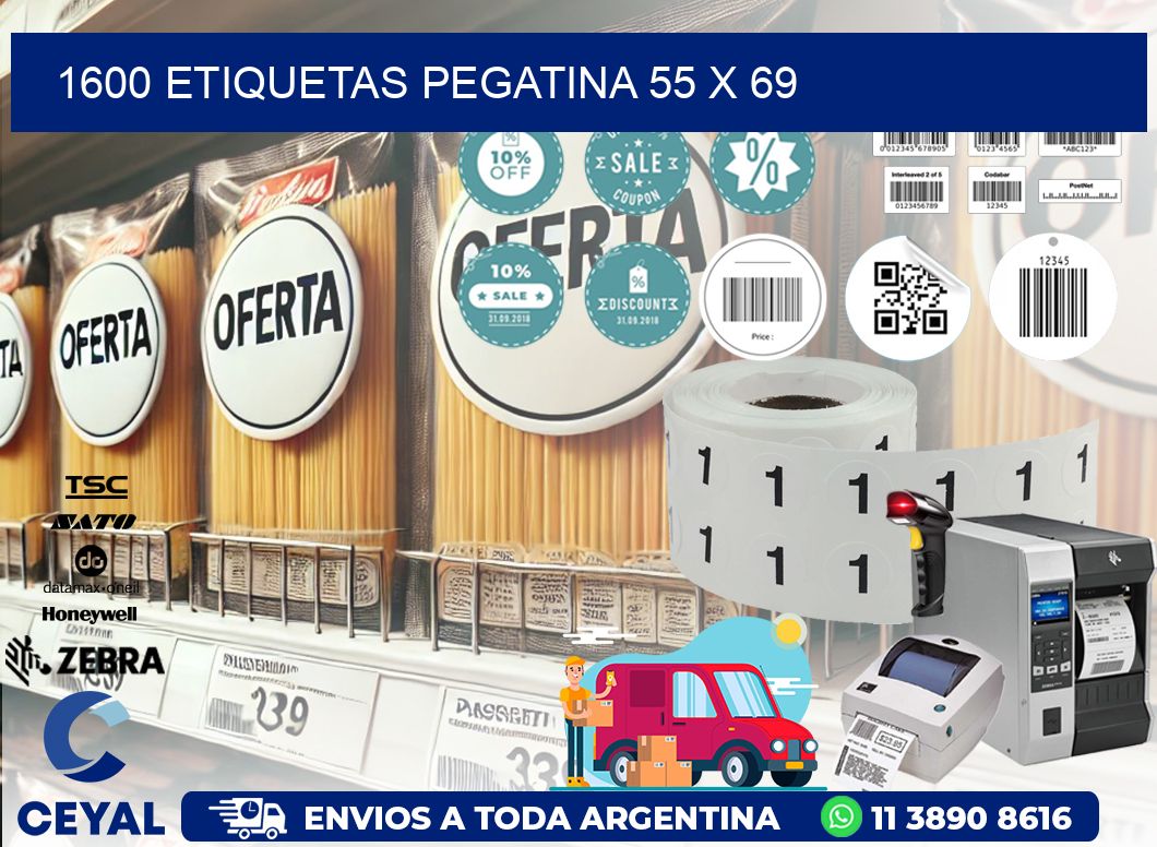 1600 ETIQUETAS PEGATINA 55 x 69