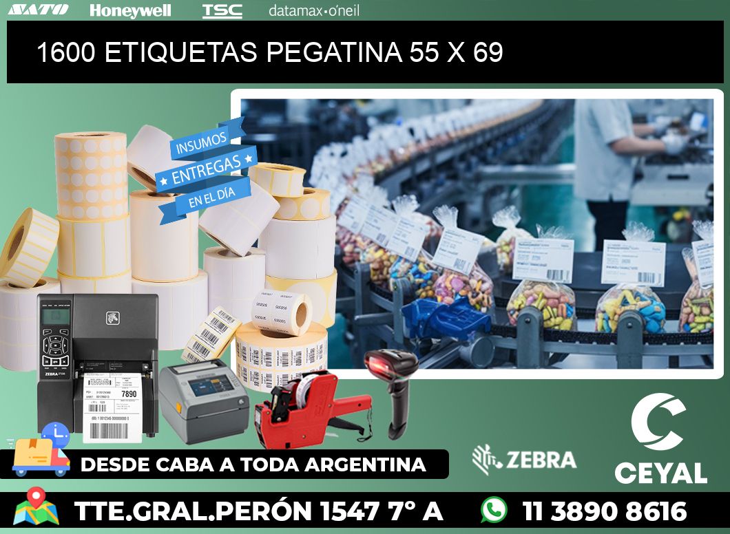 1600 ETIQUETAS PEGATINA 55 x 69