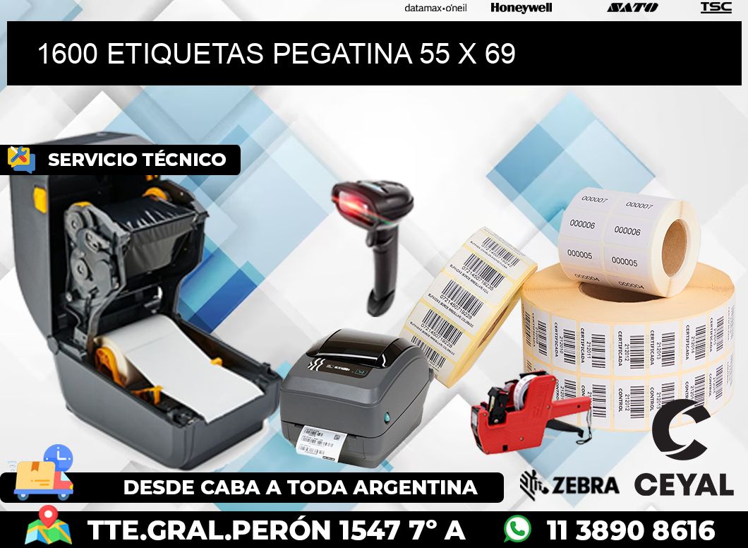 1600 ETIQUETAS PEGATINA 55 x 69