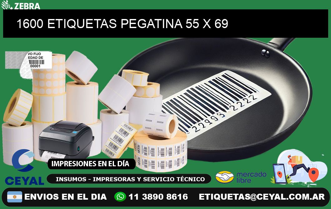 1600 ETIQUETAS PEGATINA 55 x 69