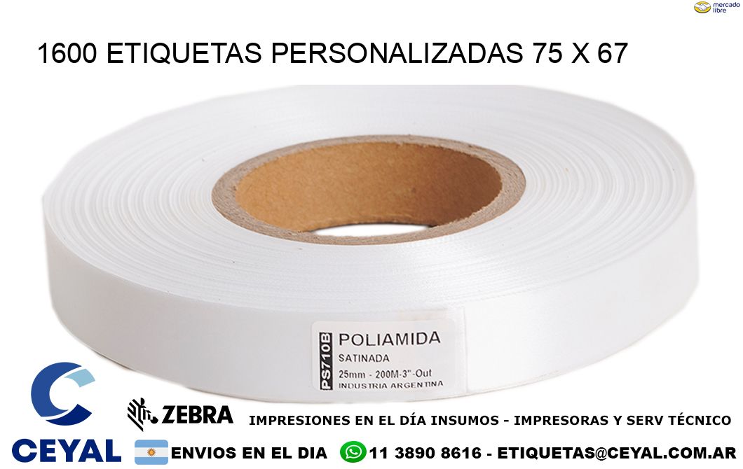 1600 ETIQUETAS PERSONALIZADAS 75 x 67