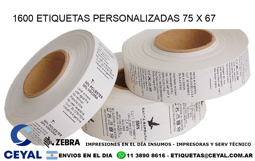 1600 ETIQUETAS PERSONALIZADAS 75 x 67