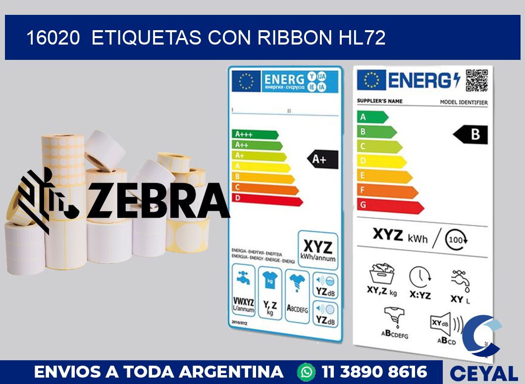 16020  ETIQUETAS CON RIBBON HL72