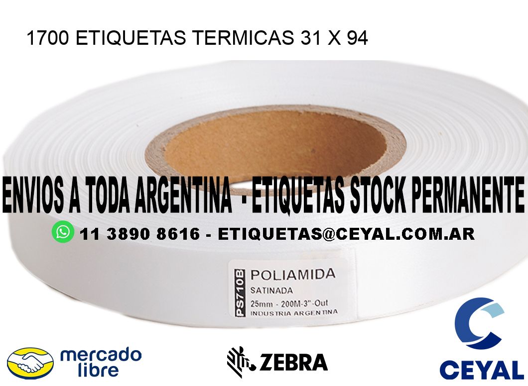 1700 ETIQUETAS TERMICAS 31 x 94