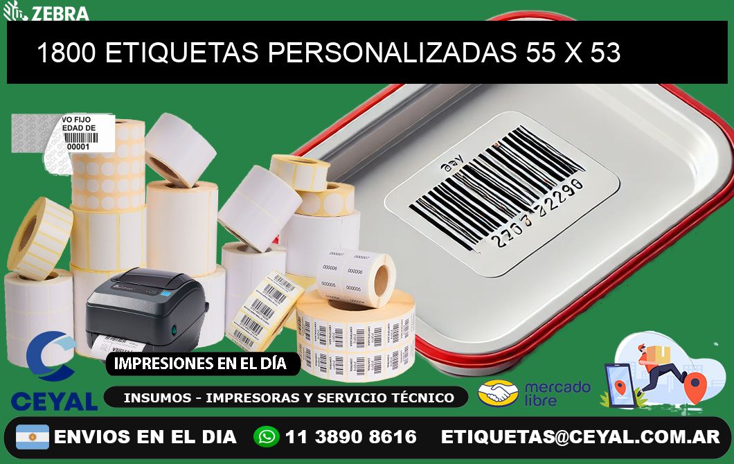 1800 ETIQUETAS PERSONALIZADAS 55 x 53