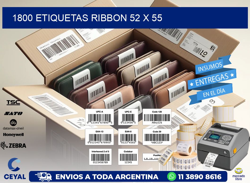 1800 ETIQUETAS RIBBON 52 x 55