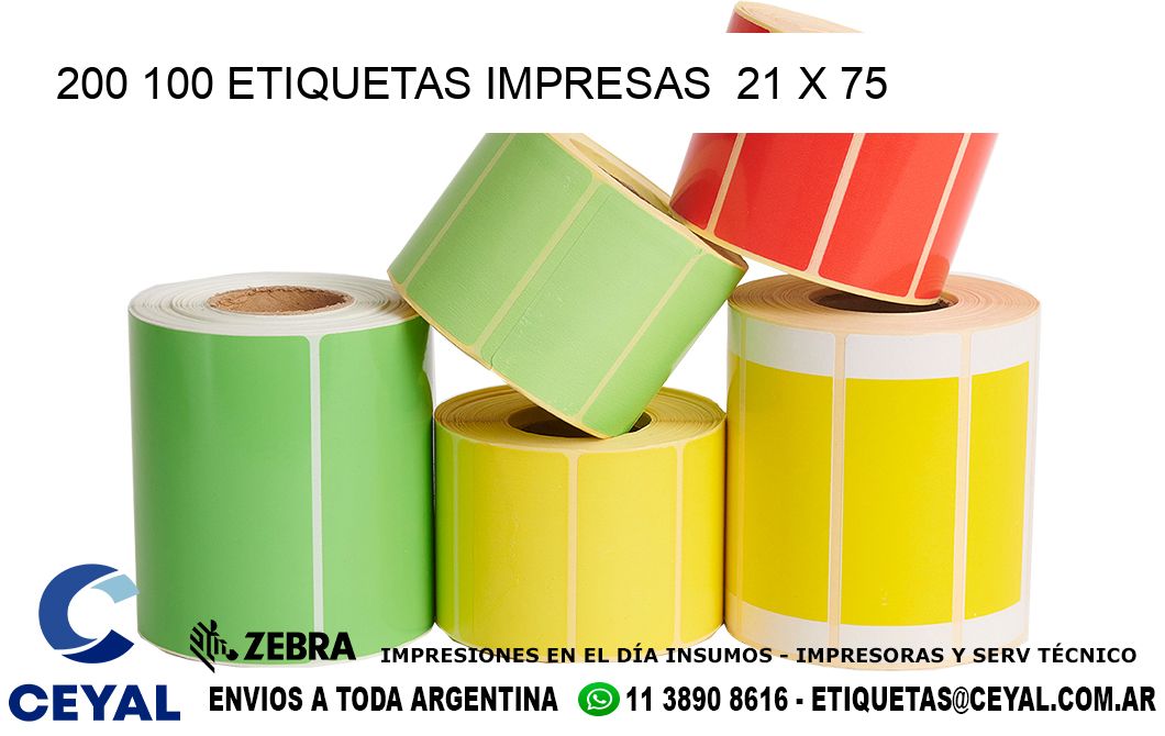 200 100 ETIQUETAS IMPRESAS  21 x 75