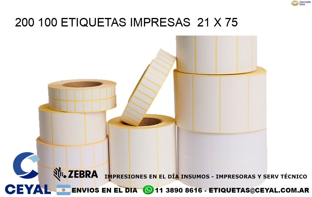200 100 ETIQUETAS IMPRESAS  21 x 75