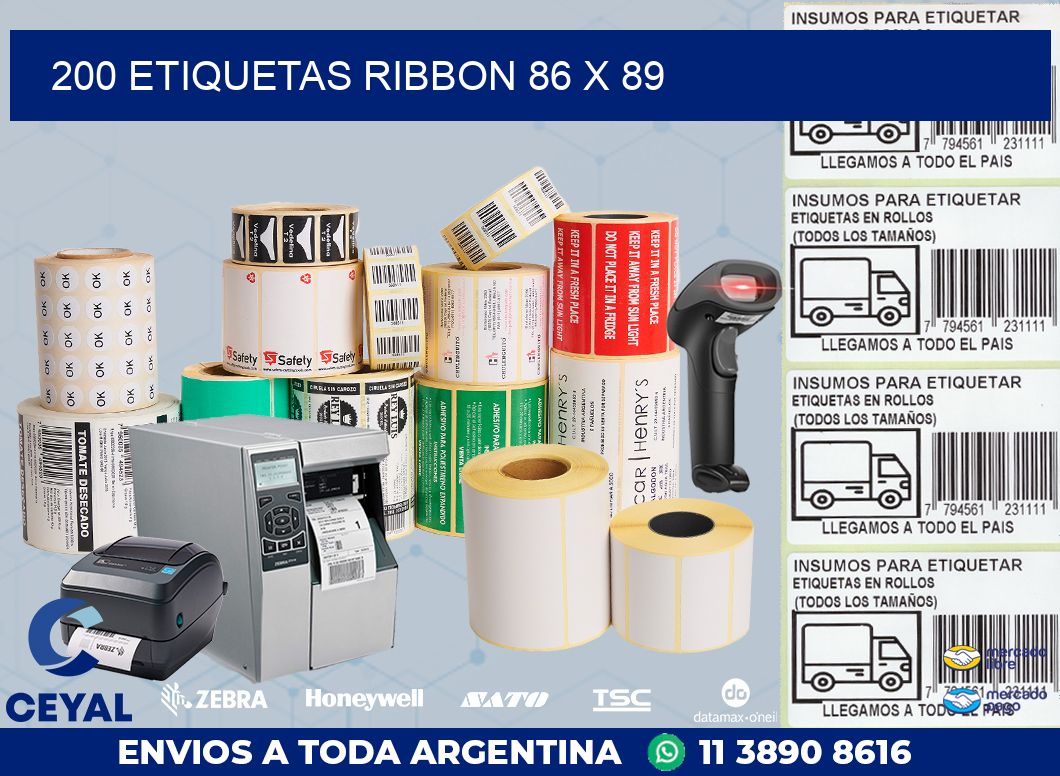 200 ETIQUETAS RIBBON 86 x 89