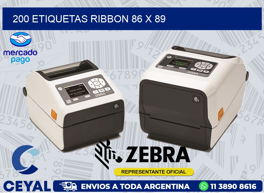 200 ETIQUETAS RIBBON 86 x 89