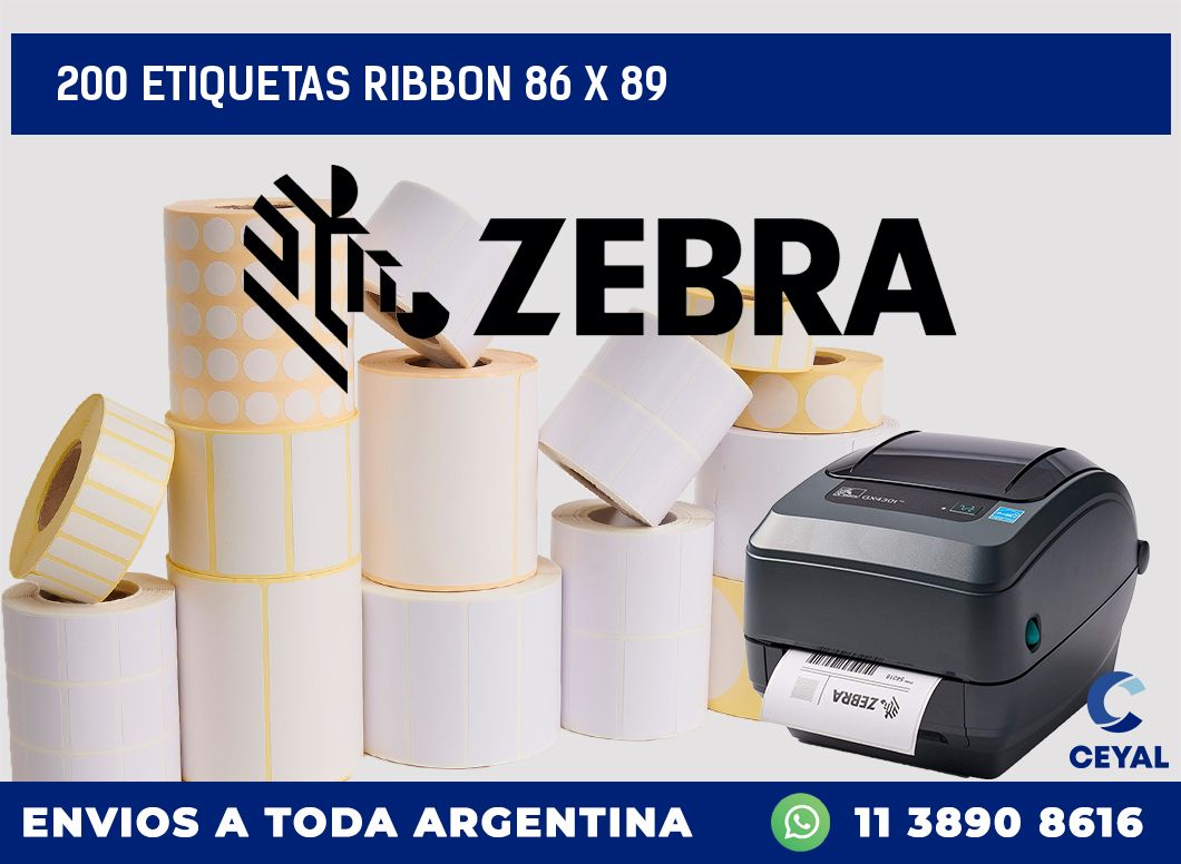 200 ETIQUETAS RIBBON 86 x 89