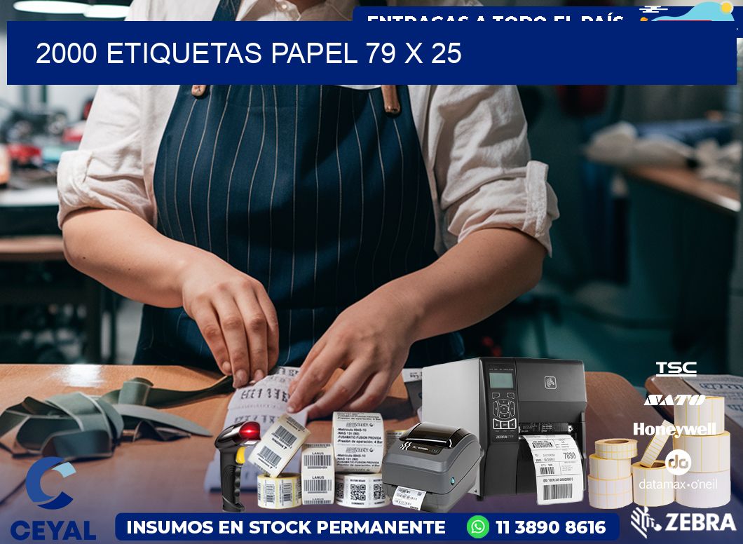 2000 ETIQUETAS PAPEL 79 x 25