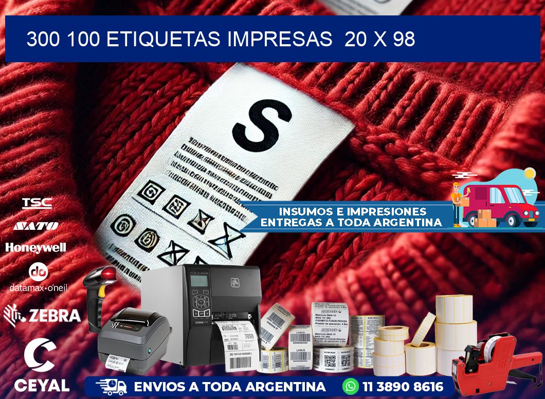 300 100 ETIQUETAS IMPRESAS  20 x 98
