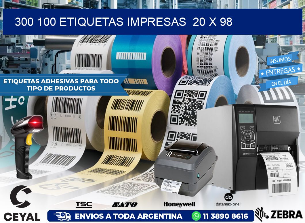 300 100 ETIQUETAS IMPRESAS  20 x 98