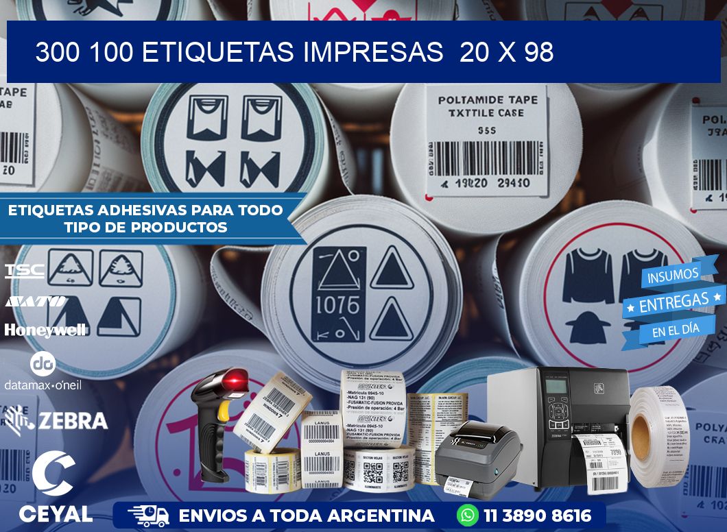 300 100 ETIQUETAS IMPRESAS  20 x 98