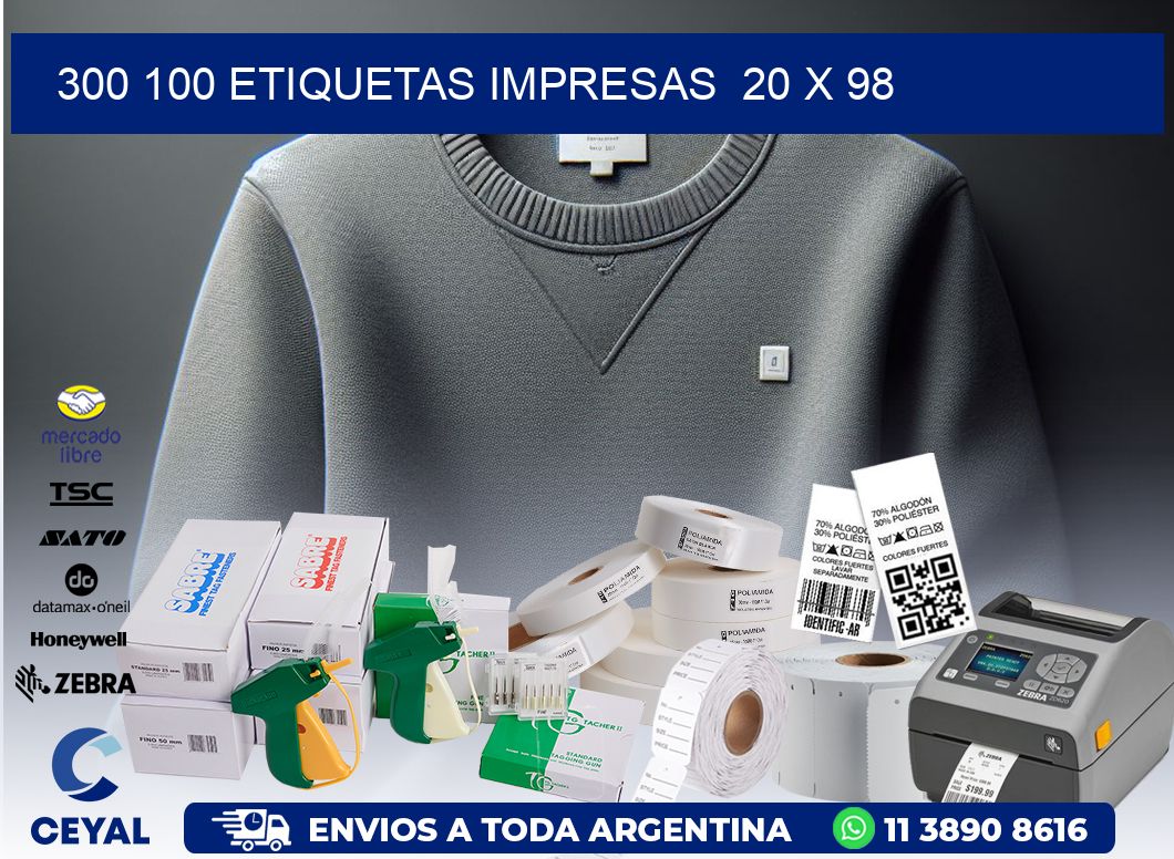 300 100 ETIQUETAS IMPRESAS  20 x 98