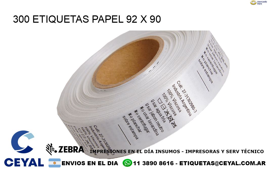 300 ETIQUETAS PAPEL 92 x 90