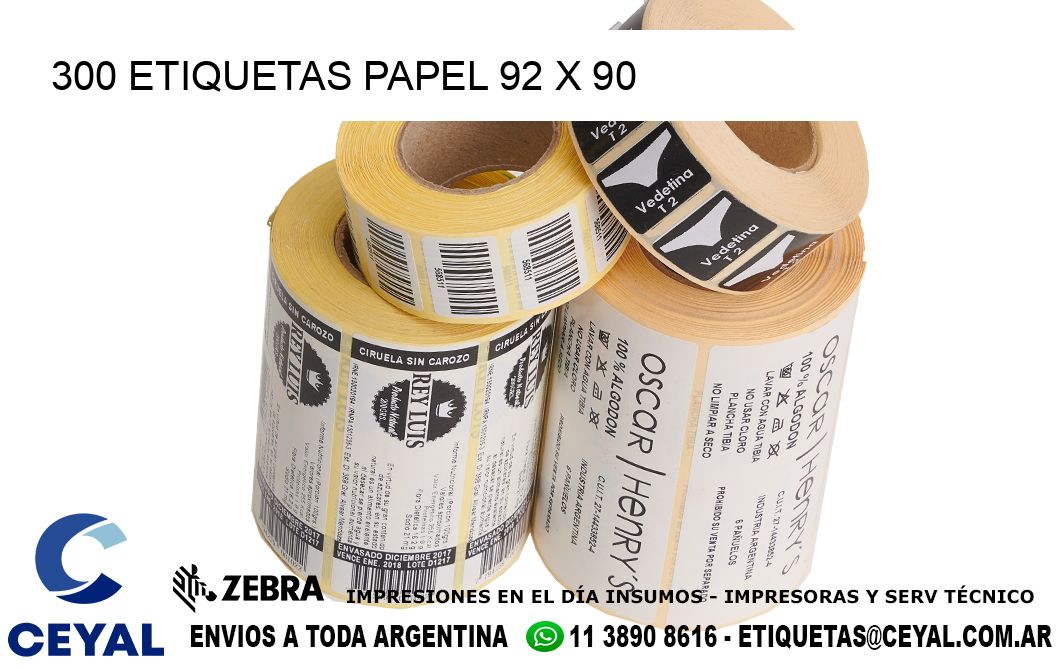 300 ETIQUETAS PAPEL 92 x 90