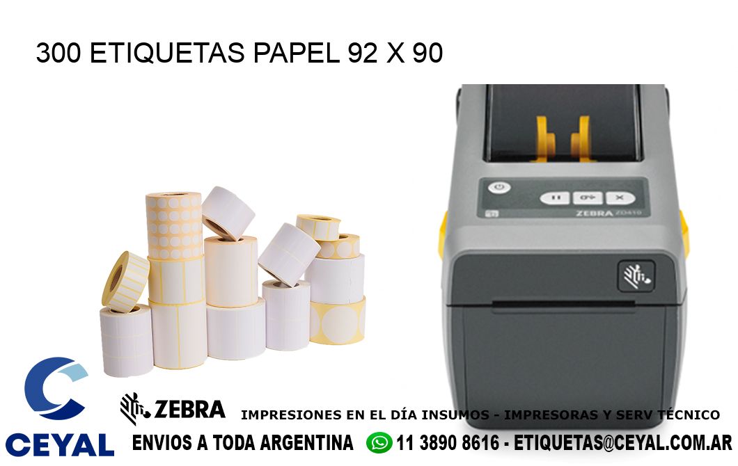 300 ETIQUETAS PAPEL 92 x 90