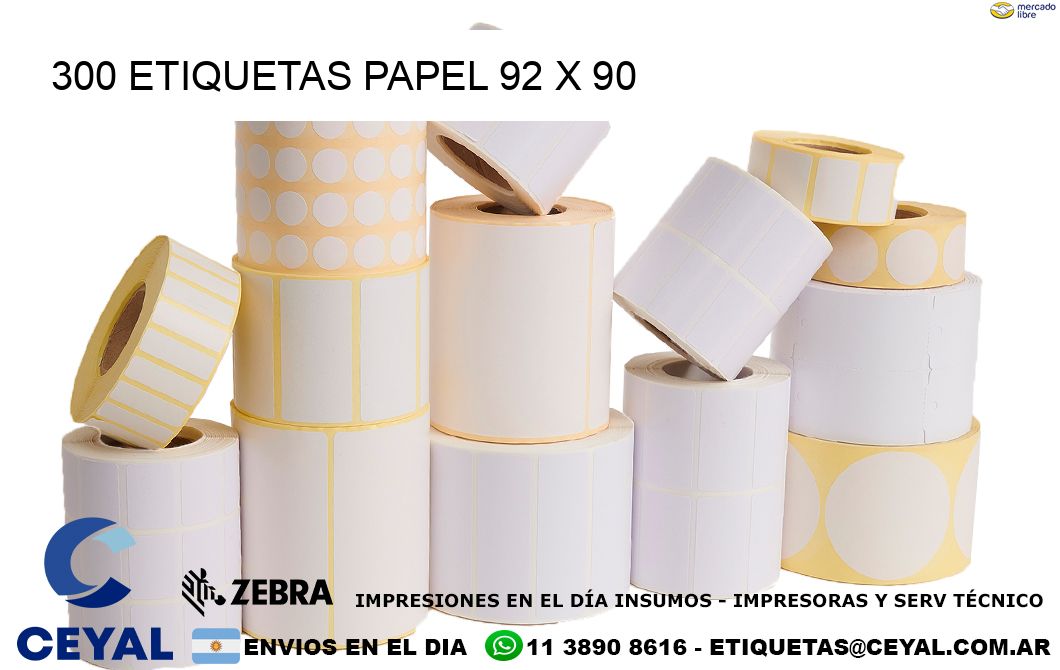 300 ETIQUETAS PAPEL 92 x 90