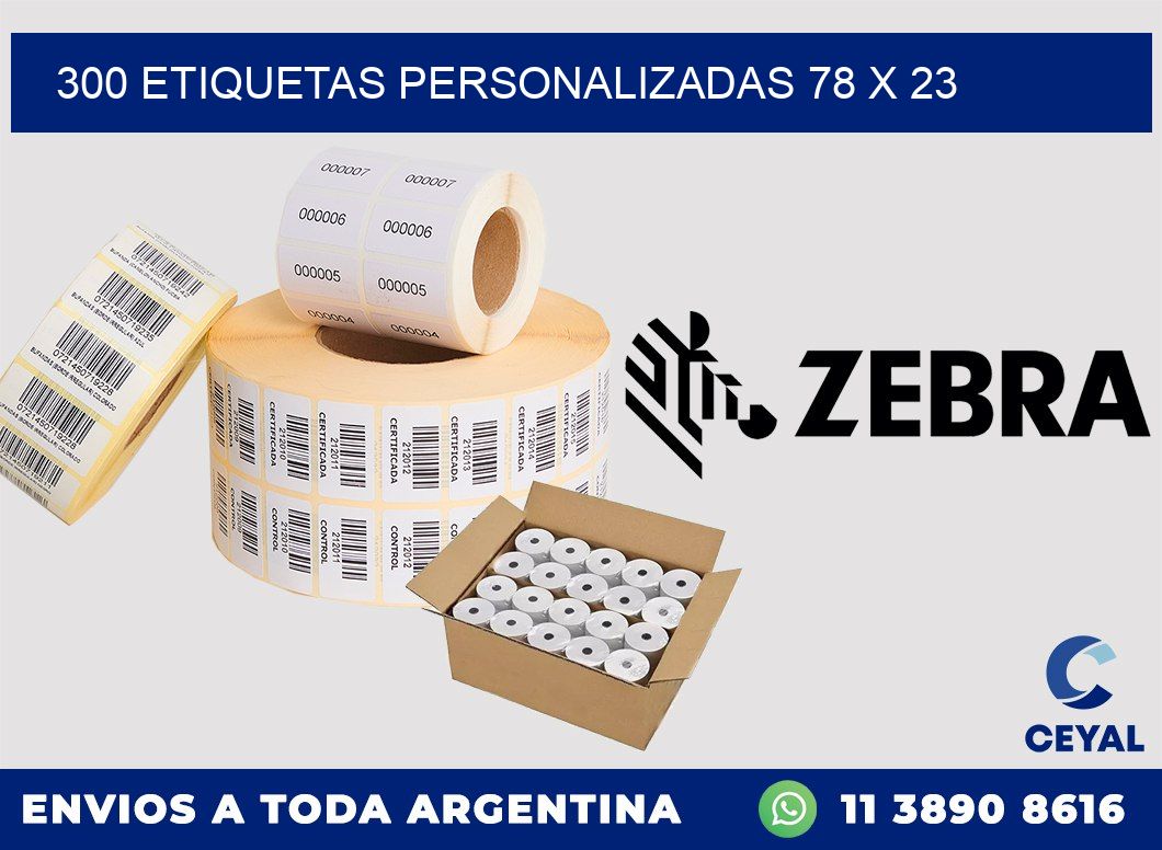 300 ETIQUETAS PERSONALIZADAS 78 x 23