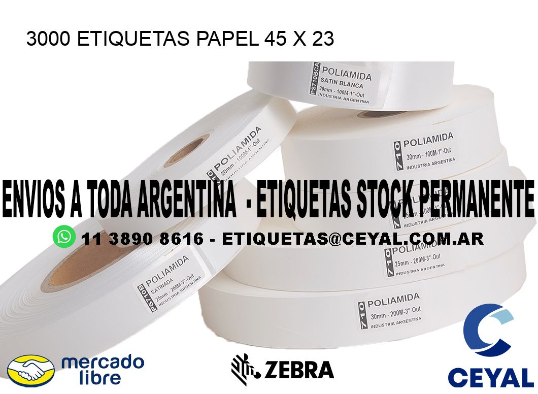 3000 ETIQUETAS PAPEL 45 x 23