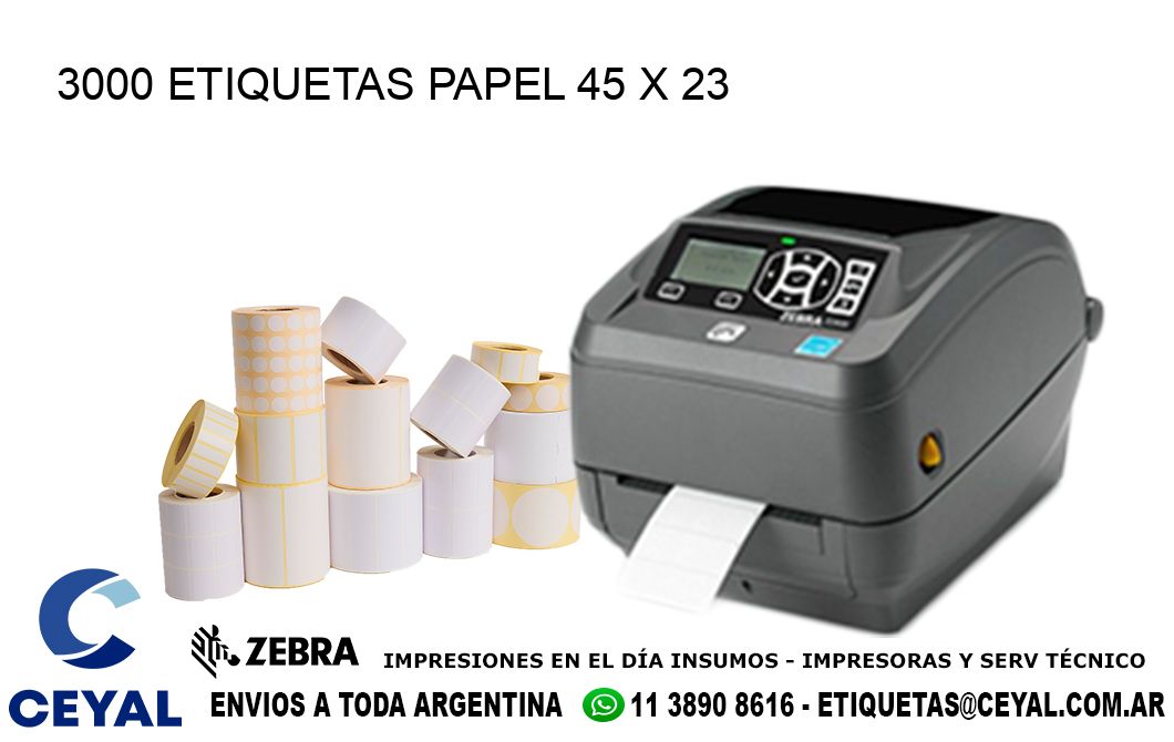 3000 ETIQUETAS PAPEL 45 x 23